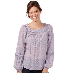 LC Lauren Conrad Peasant Top Lavender Long Balloon Sleeve Square Neck Size XXL